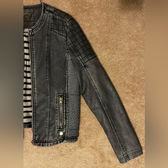 Point Zero faux vegan leather distressed look fitted biker jacket - small - Picture 5 of 5